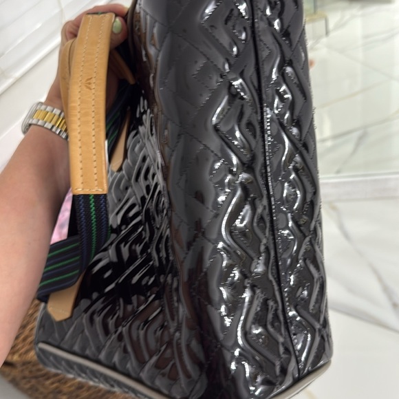 Consuela Black Quilted Tote with Tan Accents - Picture 15 of 15